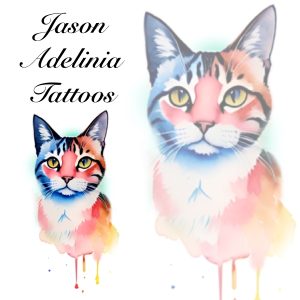 Watercolour Cat Tattoo