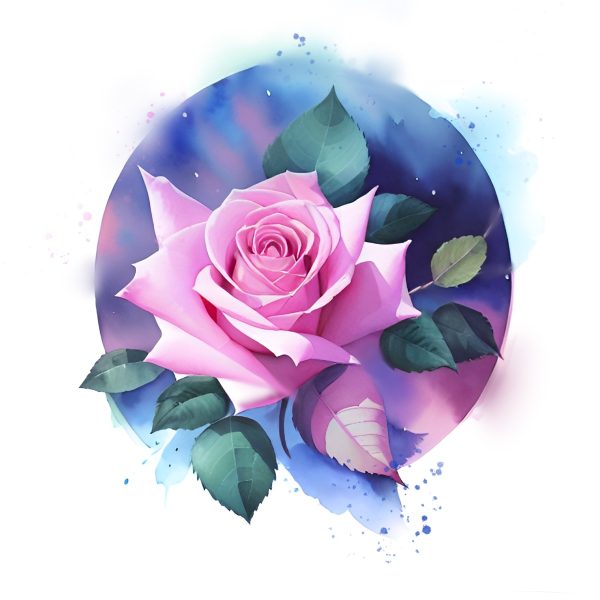 Watercolour Pink Rose Tattoo